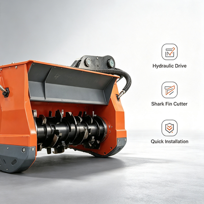 Shark-Fin Cutter Spindle Forestry Mulcher for 6-20 Ton Excavator OEM ODM Custom Label Supported