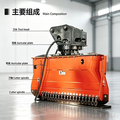 Excavator Mounted Wood Chipper with 360 Degree Rotation for Forest Land Clearing