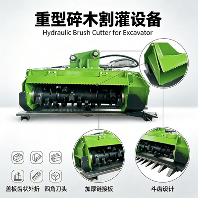 Land Clearing Excavator Mulcher Hydraulic Brush Wood Shredder for Forest Bush Removal