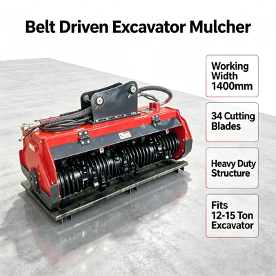 Belt Driven Excavator Mulcher1400mm Forestry Brush Cutter for 12-15 Ton Excavator